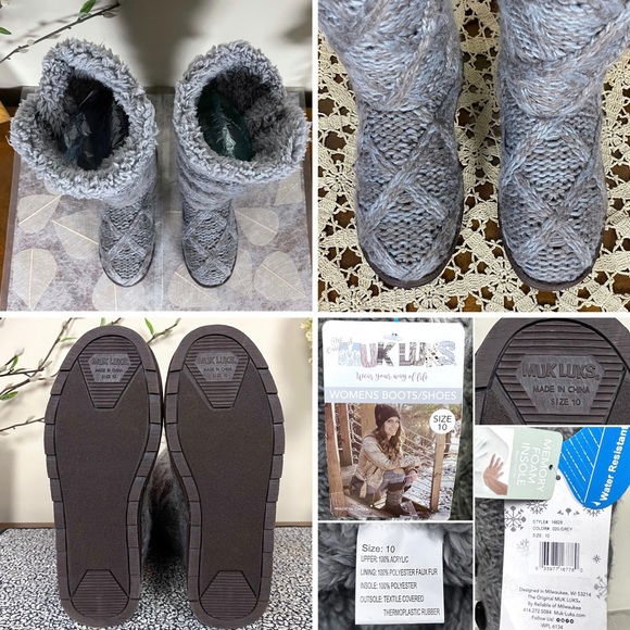 MUK LUKS® Felicity Faux Fur Lined Tall Cable Knit Sweater Boots - Picture 16 of 16